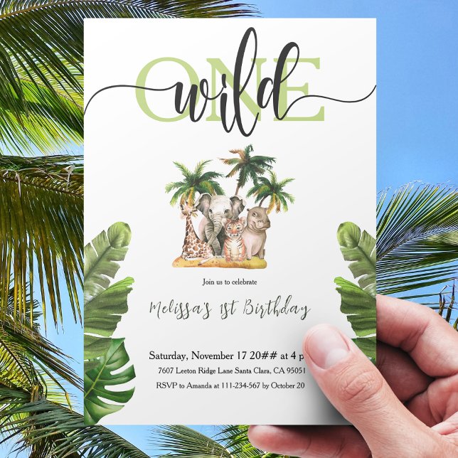 Convite Selvagem Uma Primeira Festa de aniversário De Anim (Criador carregado)