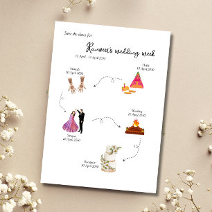 Convite Semana do casamento Indiano Salve a modelo