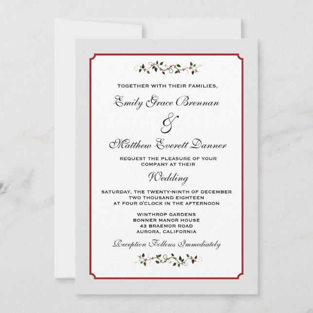 Convite Semi Casual de Casamento de Feriados de Dezembro (Frente)