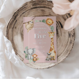 Convite Seminário Tropical de Animais Safari Selvagens Ros