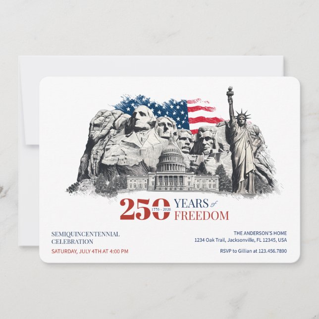 Convite Semiquincentenário da América 250 Anos de Liberdad (Frente)