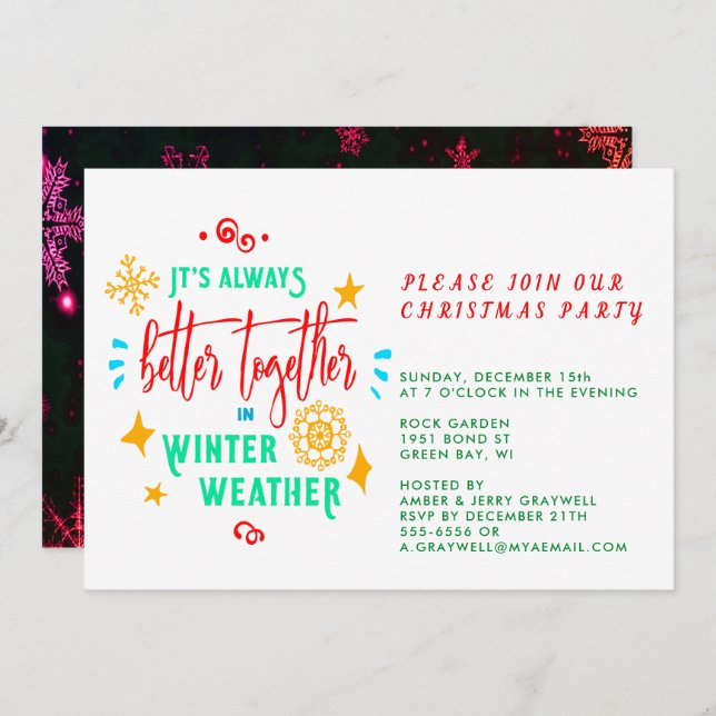 Convite Sempre Melhor Juntos no Natal com Tempo de Inverno (Frente/Verso)