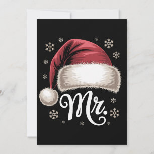Convite Senhor Natal Chapéu do Papai Noel Flocos de Neve C