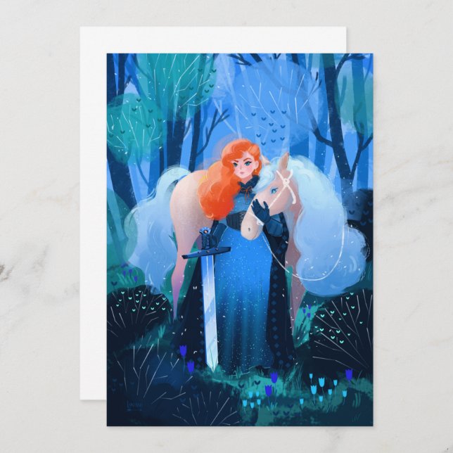 Convite Senhora com Espada e Cavalo Branco (Frente/Verso)