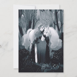 Convite Senhora com Espada e Cavalo Branco Preto e Branco