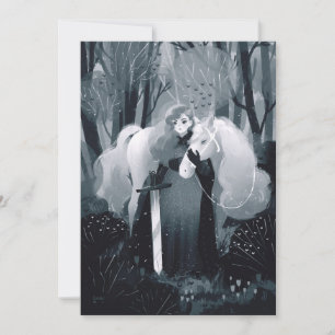 Convite Senhora com Espada e Cavalo Branco Preto e Branco
