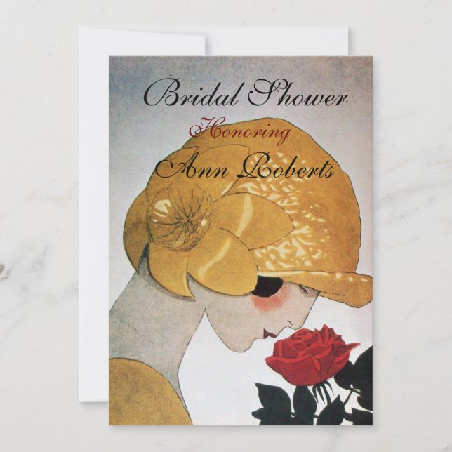 CONVITE SENHORA COM FESTA DE NOIVA DE MONOGRAMA DE ROSA VE (Frente)