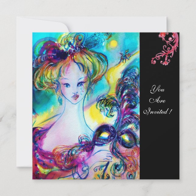 Convite SENHORA COM MÁSCARA / Baile de Máscaras Veneziano, (Frente)