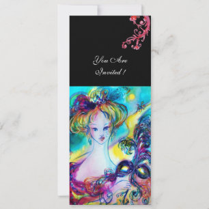 Convite SENHORA COM MÁSCARA/Bola de Mascarada veneziana,pr