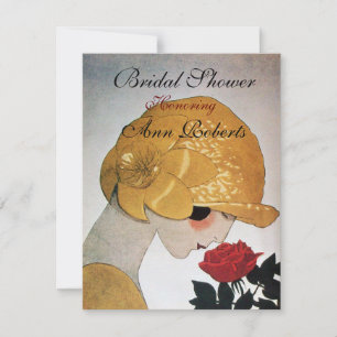 CONVITE SENHORA COM ROSA VERMELHA DO CHÁ DE PANELA MONOGRA