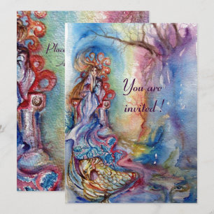 Convite SENHORA DO LAGO, azul vibrante rosa metálico prata