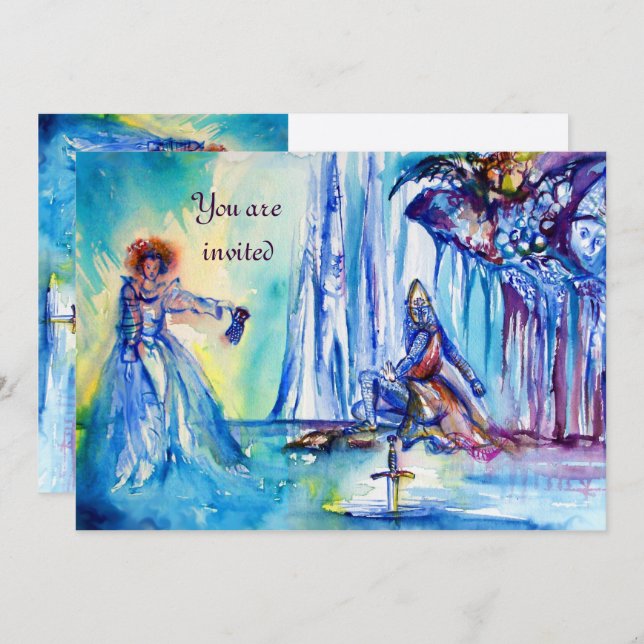 Convite SENHORA DO LAGO, EXCALIBUR, Magia e Mistério (Frente/Verso)