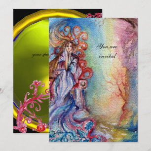 Convite SENHORA DO LAGO vibrante azul brilhante amarelo ro