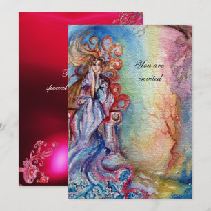 Convite SENHORA DO LAGO, vibrante azul rosa gema burgundy