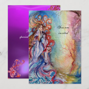 Convite SENHORA DO LAGO, vibrante azul rosa gema roxo