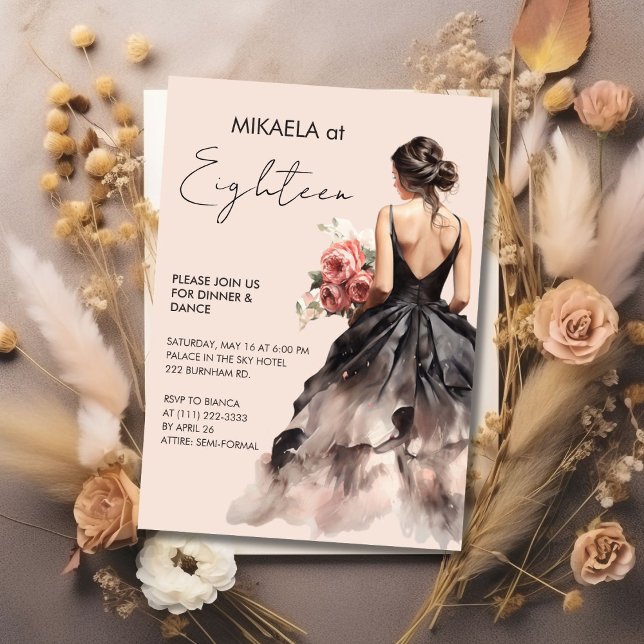 Convite Senhora Elegante na Festa de aniversário 18ª do Pa (Criador carregado)