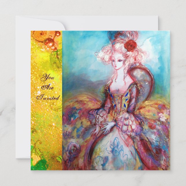 Convite SENHORA POMPADOUR, Festa de Fantasia de Ouro Sofis (Frente)