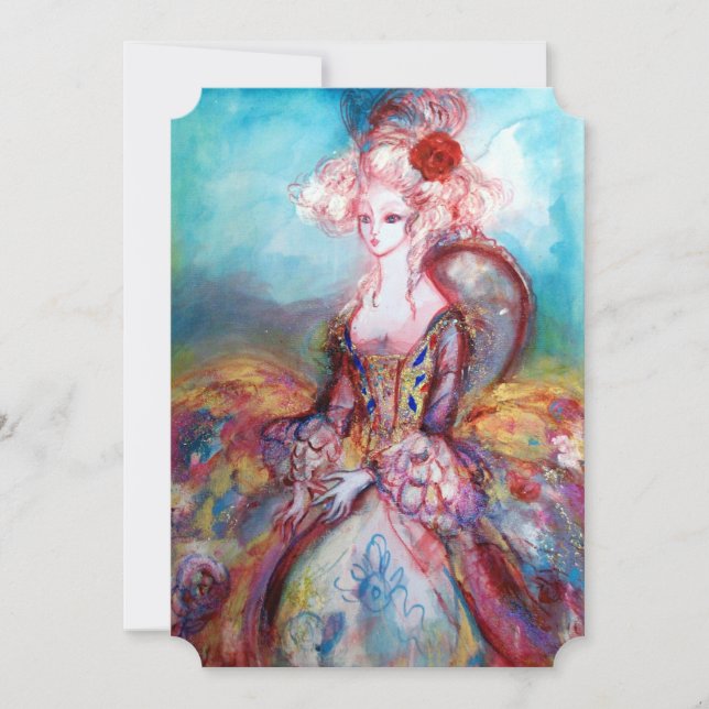 Convite SENHORA POMPADOUR Lantejoulas Dourado Rosa Festa à (Frente)