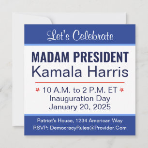 Convite Senhora Presidente Kamala Harris Inauguração