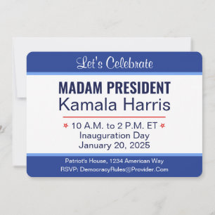 Convite Senhora Presidente Kamala Harris Inauguração