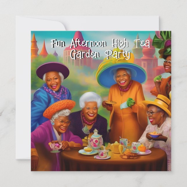 Convite Senhoras do Tea Garden Party, mais velhas e divert (Frente)