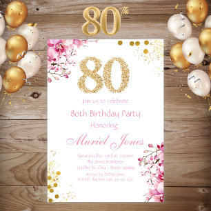 Convite Senhoras Mulher 80 Floral Aniversário
