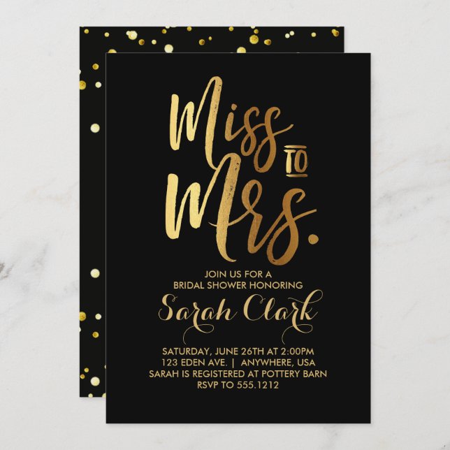 Convite Senhorita à Sra. Chá de panela (Frente/Verso)