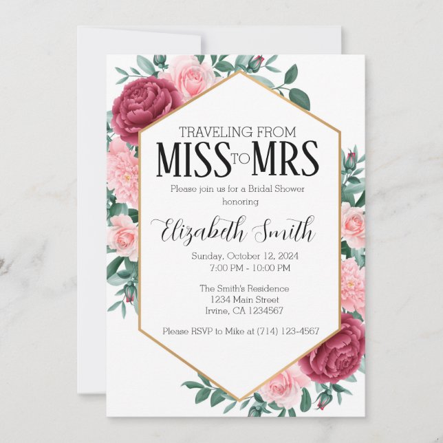 Convite Senhorita à Sra. Chá de panela (Frente)