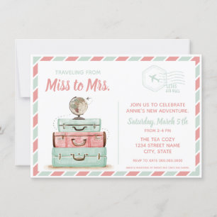 Convite Senhorita à Sra. viagem chá de panela Casal Mint