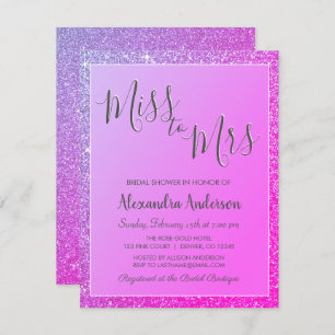 Convite Senhorita ao Chá de panela da Sra. Purple Glitter