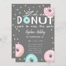 Convite Senhorita Este Partido Aniversário da rosquinha