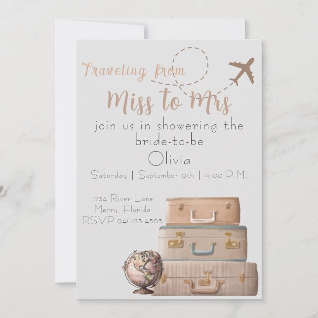 Convite Senhorita para a Sra. Chá de panela Convidar (Frente)