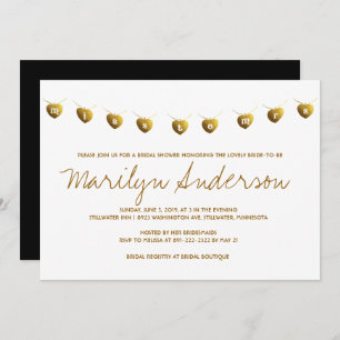 Convite Senhorita Para A Sra. Modern Dourada Chá de panela