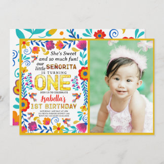 Convite señorita primeiro aniversario, floral mexicana