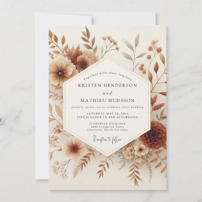 Convite Sepia Autumnal Meadow Wedding (Frente)