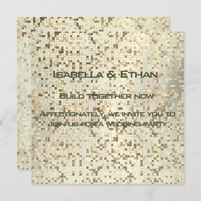 Convite Sépia desfocada e azulejos beges ou pequenos quadr (Frente/Verso)