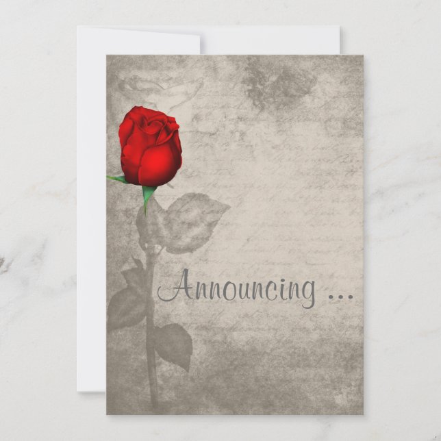 Convite Sepia Vintage Spot Colour Rosa Bud Casamento (Frente)