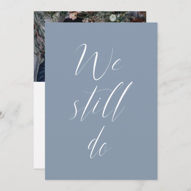 Convite Sequel Wedding Dusty Blue Ainda Fazemos Foto (Frente/Verso)