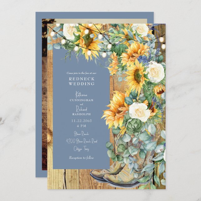 Convite Sequência De Cordas De Cabelo Vermelho Boots Cowbo (Frente/Verso)