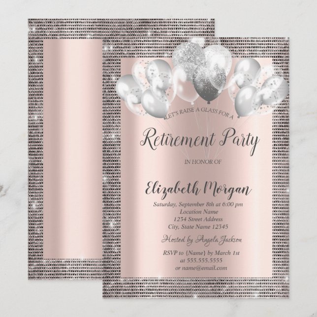 Convite Sequências de Prata Elegante Baixa Dourada de Quad (Frente/Verso)