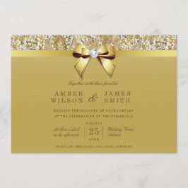 Convite Sequências Douradas de Glam Faux e Casamento de Ar