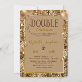 Convite Sequências Douradas Festa de aniversário dupla da 