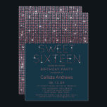 Convite Sequências Lípticas Cor-de-Letra-Rosa, de Luxo, Do<br><div class="desc">Este convite de aniversário dos Dezesseis, moderno e glamouroso, é perfeito para o evento que a sua filha adolescente fez uma vez na vida! Ele retrata um design de chic e luxo de uma fina sequência quadrada rosa cintilante impressa rosa brilhante sobre um simples fundo de sereia com uma característica...</div>