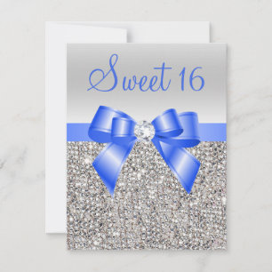 Convite Sequências Prateadas Arco Azul Real Sweet 16