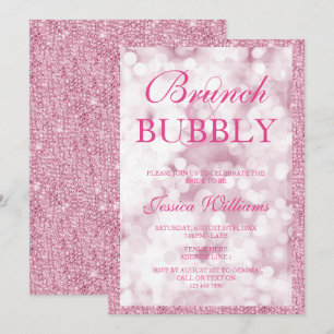 Convite Sequências rosa Chá de panela Brunch e Bubble