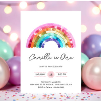 Convite Sequin Rainbow Birthday party Invitation