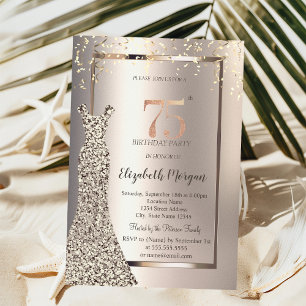 Convite Sequins Dress Confetti Ivory 75º Aniversário