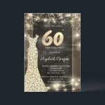 Convite Sequins Dress String Luzes 60º Aniversário<br><div class="desc">Douradas sequências vestem-se,  douram confetti e luzes de cordas.</div>