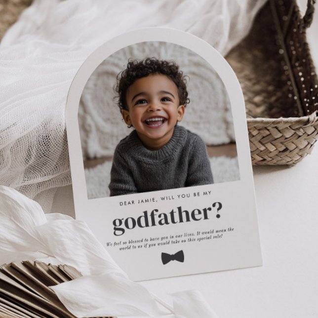 Convite Será Meu Padrinho Foto Proposta de Arquitetura (Zazzle Will You Be My Godfather Arch Photo Proposal Acrylic Invitations)