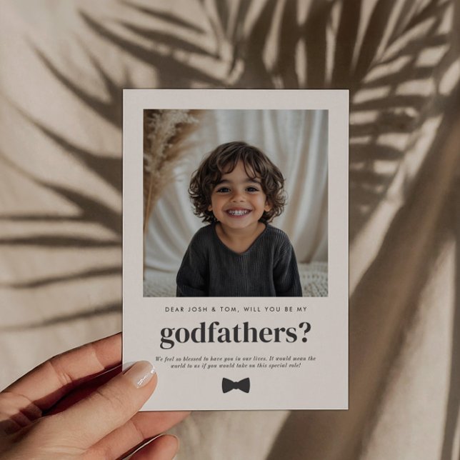 Convite Será Meu Padrinho Proposta de Foto (Zazzle Will You Be My Godfathers Photo Proposal Invitation)
